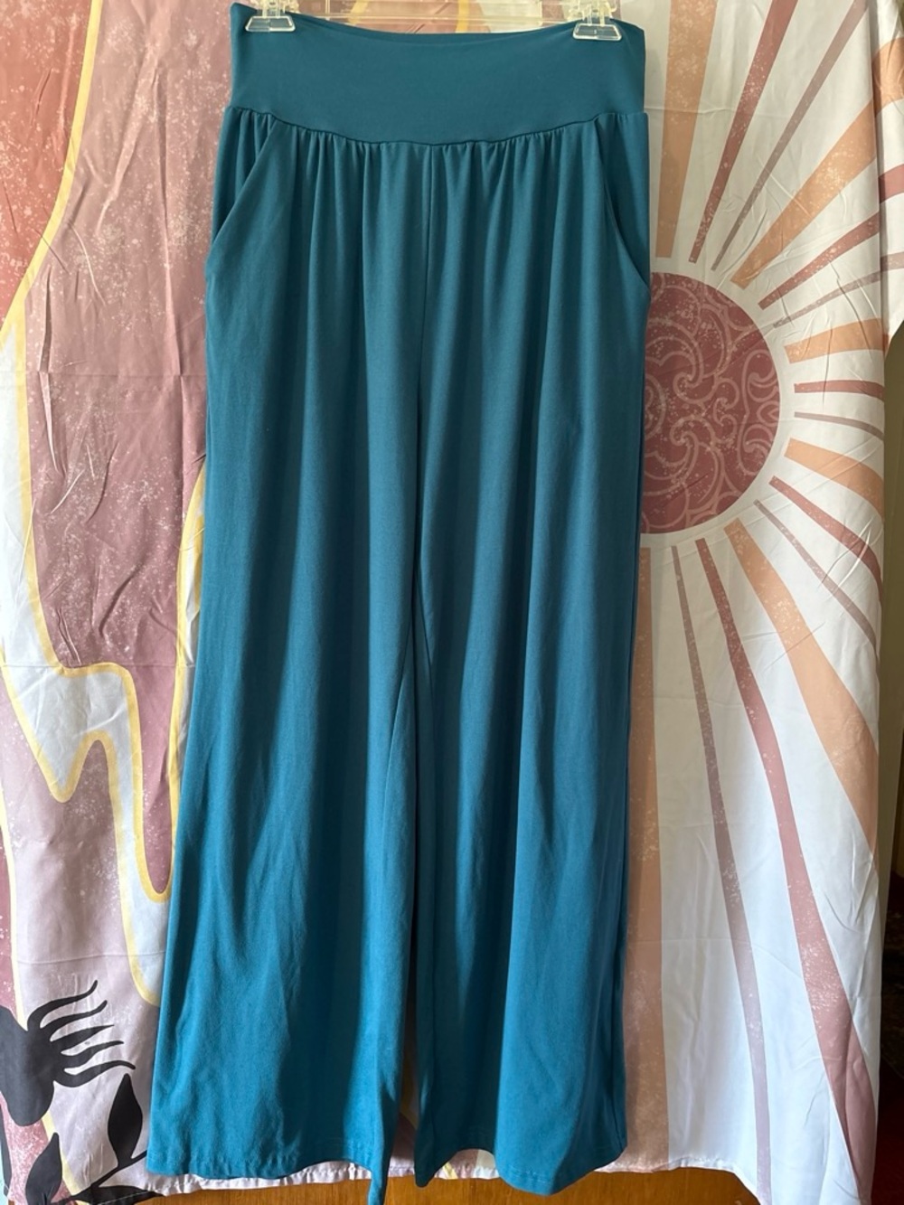 ZJCT flowy Wide-Leg Teal Women’s Palazzo Pants — Effortless Everyday Comfort